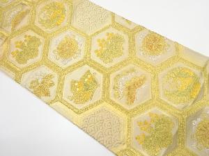 アンティーク　亀甲に桐・菊・鶴模様織り出し袋帯（着用可）